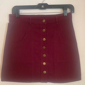 Maroon button front skirt